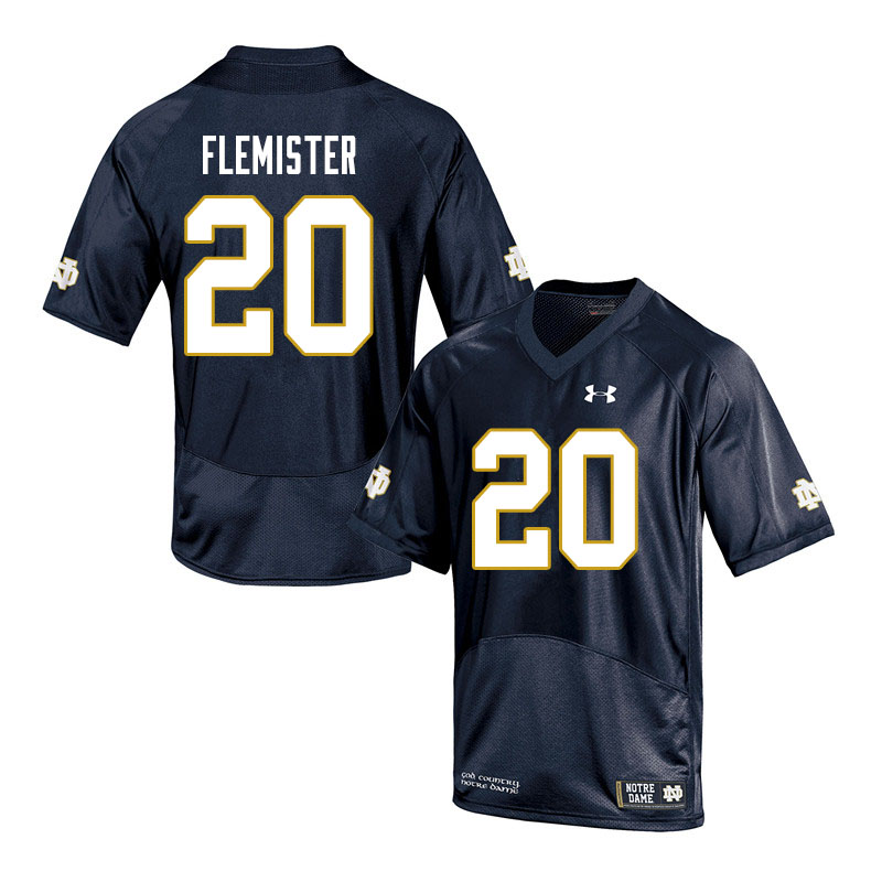 Men's NCAA Notre Dame Fighting Irish #20 C'Borius Flemister Stitched College Under Armour Authentic Navy Football Jersey VA10T55SV